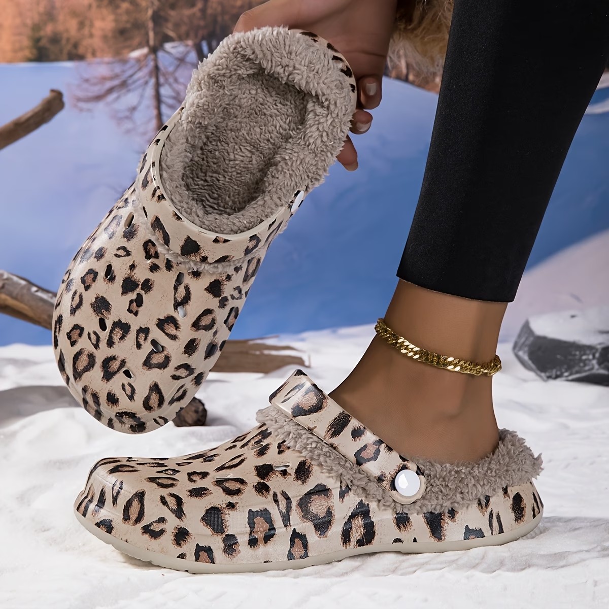 Women's Leopard Thickened Plush-Lined Mules