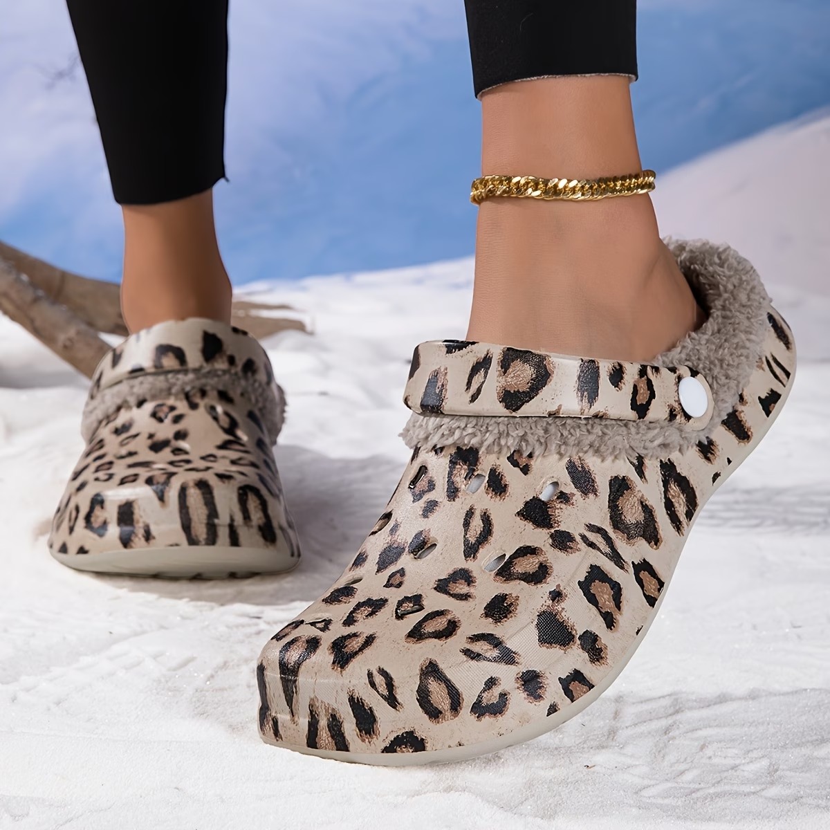 Women's Leopard Thickened Plush-Lined Mules