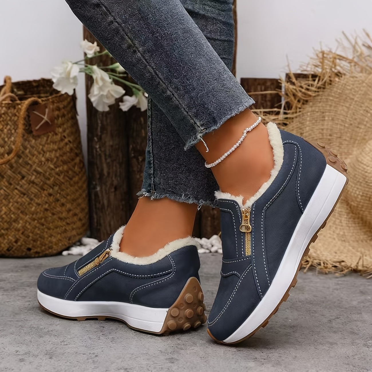 Women's Lazy Double-Zip Warm Casual Shoes