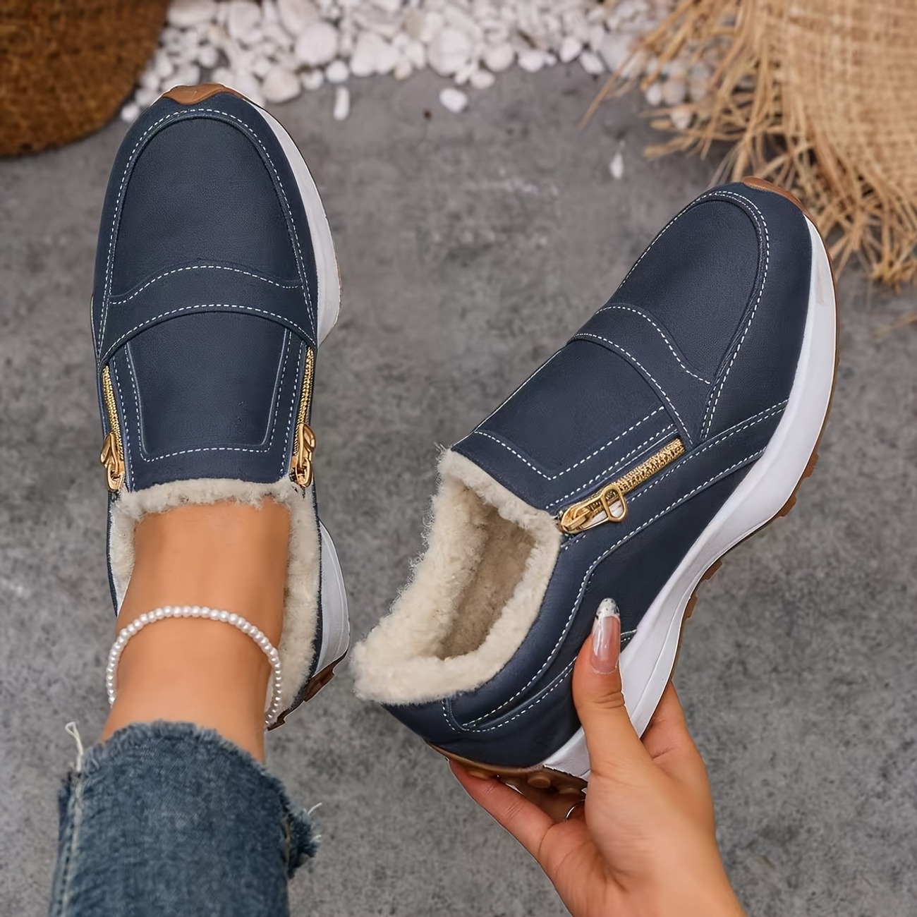 Women's Lazy Double-Zip Warm Casual Shoes