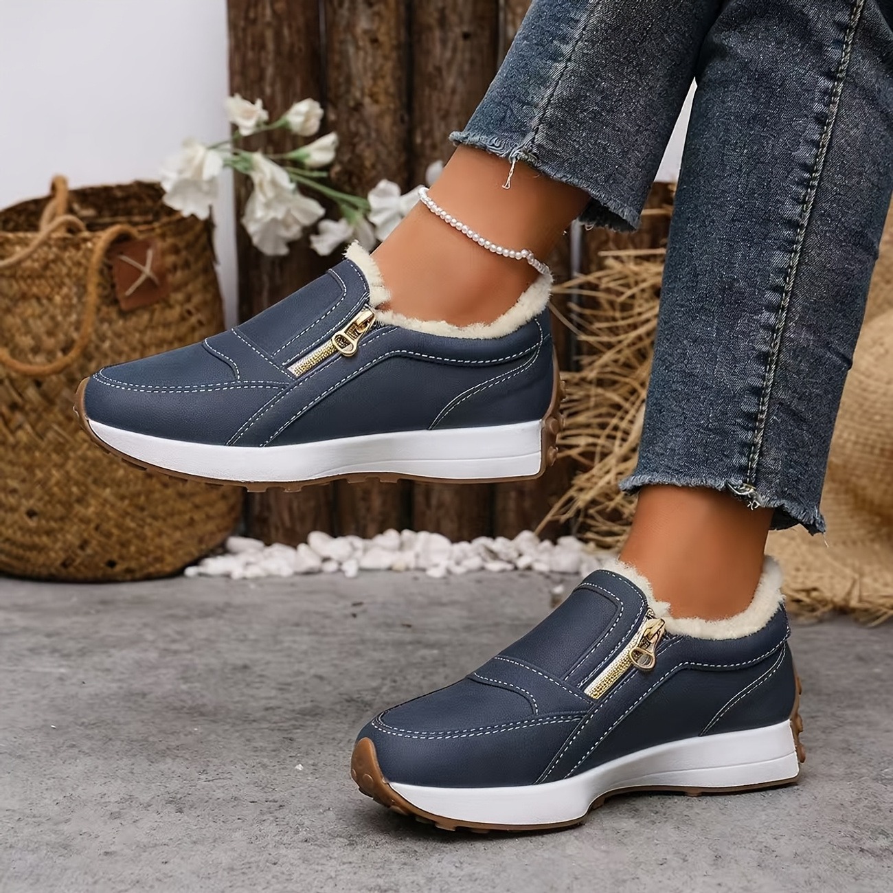 Women's Lazy Double-Zip Warm Casual Shoes