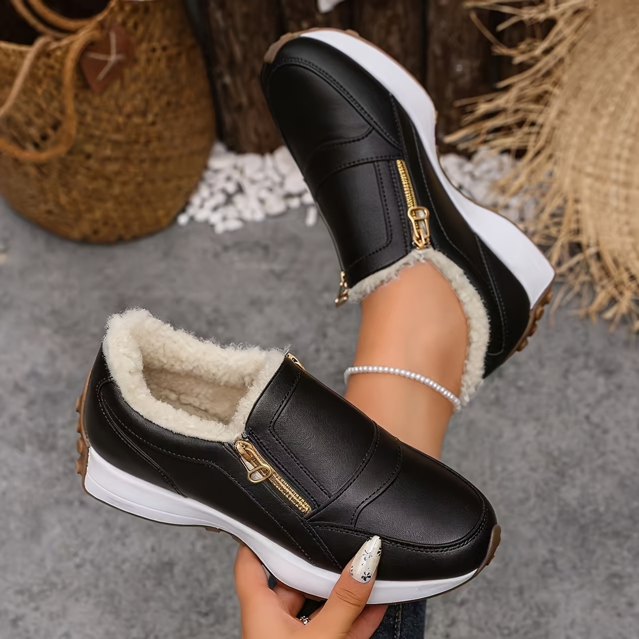 Women's Lazy Double-Zip Warm Casual Shoes