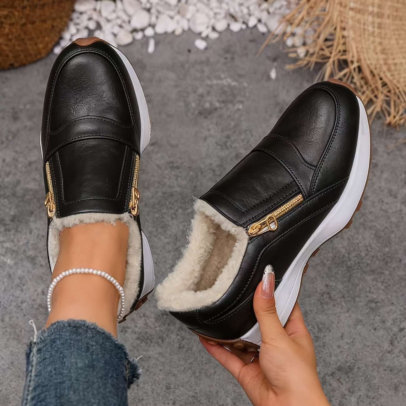 Women's Lazy Double-Zip Warm Casual Shoes