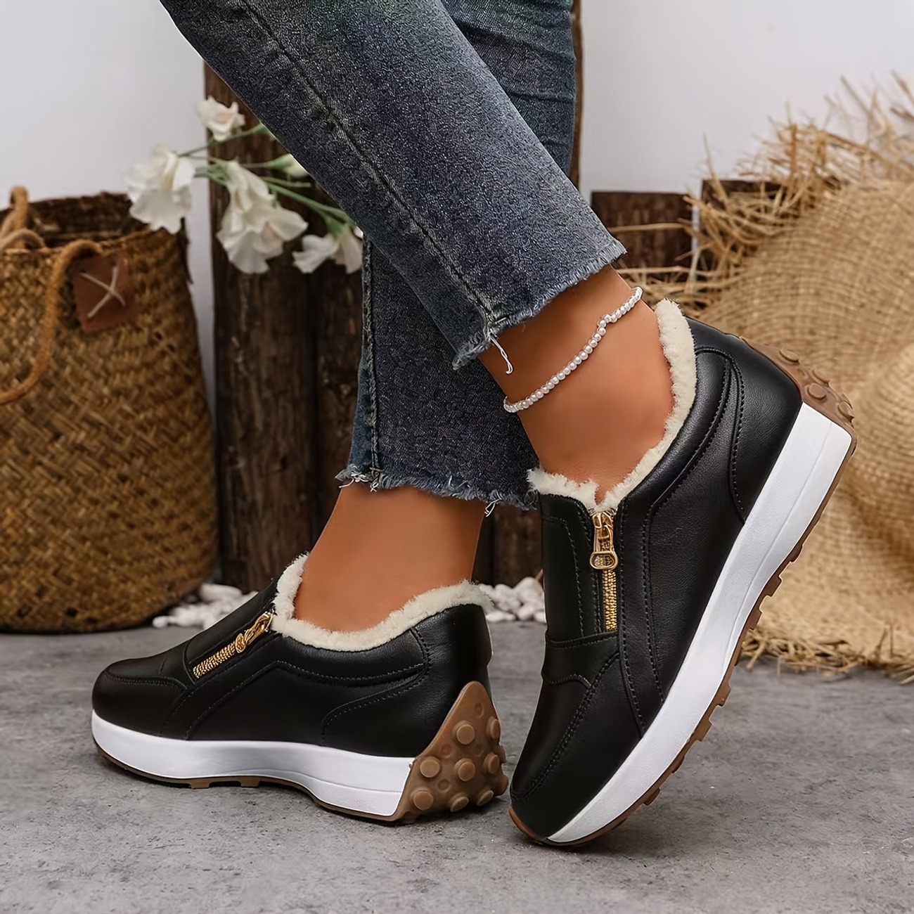 Women's Lazy Double-Zip Warm Casual Shoes