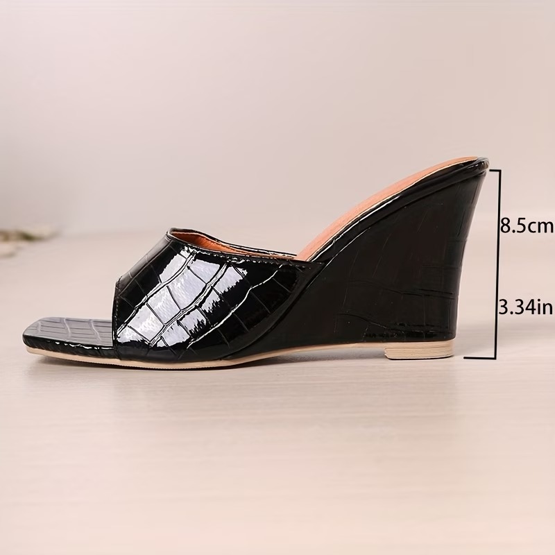 Women'S Square-Toed Slip-On Mule Wedge Sandals