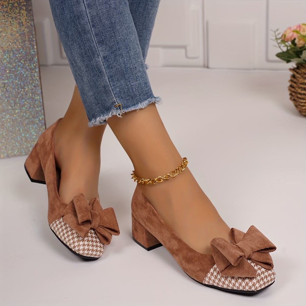 Women's French-Style Chunky Heel Work Shoes
