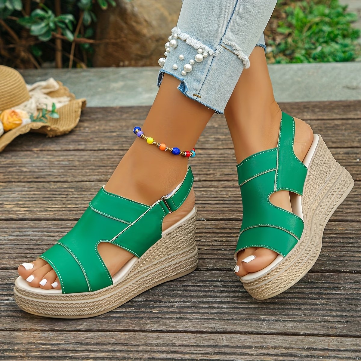 Women's Solid Color Versatile Wedge Heels Sandals