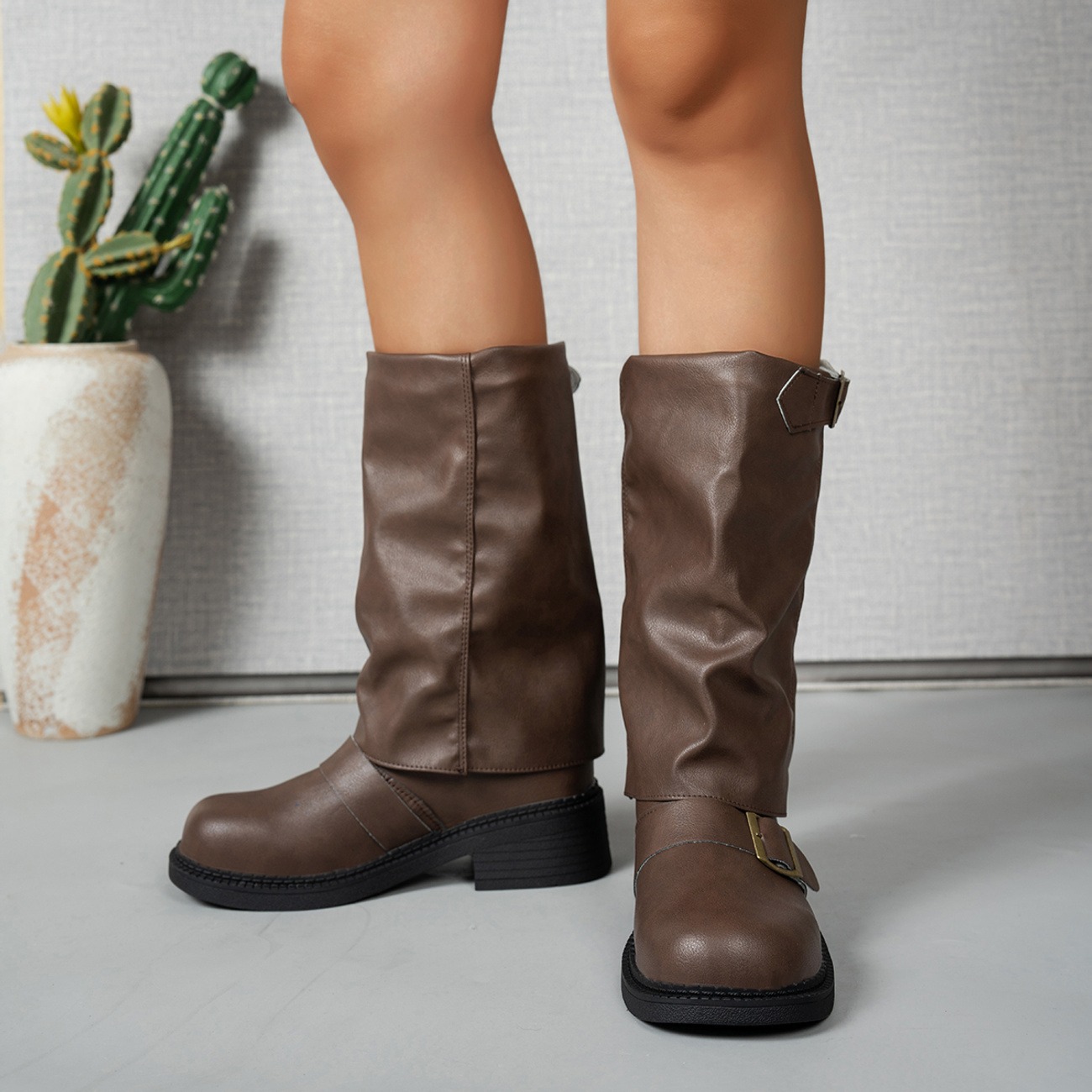 Women's Vintage Distressed Mid-Calf Boots
