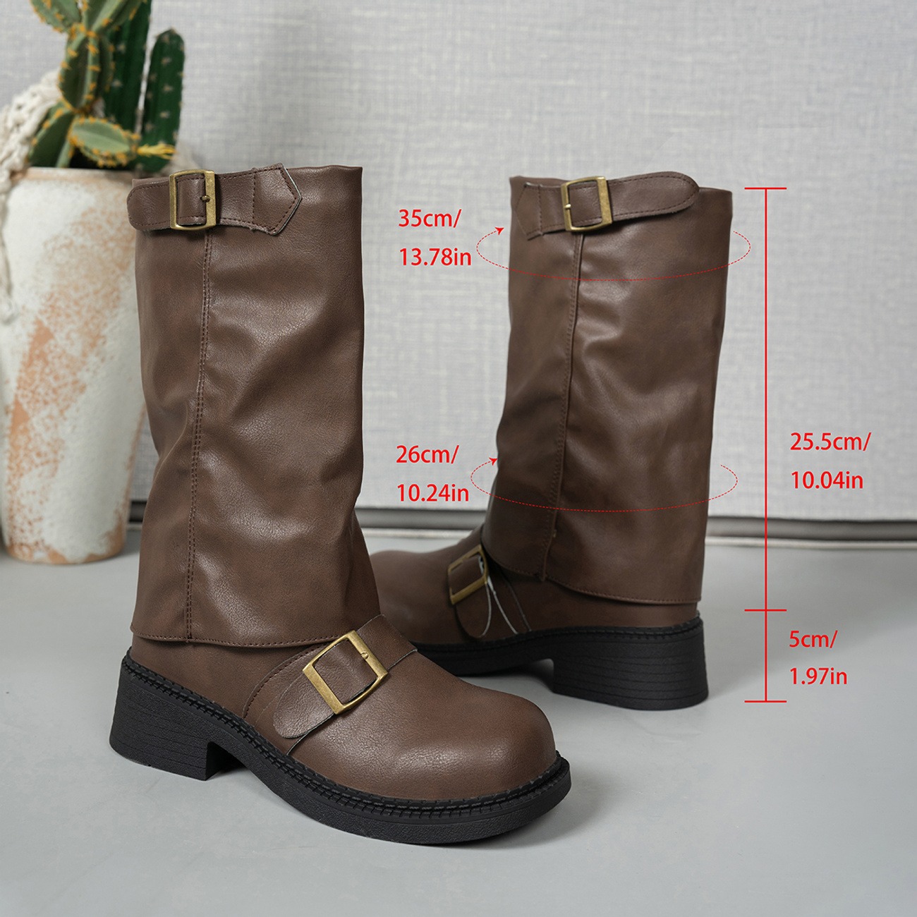 Women's Vintage Distressed Mid-Calf Boots