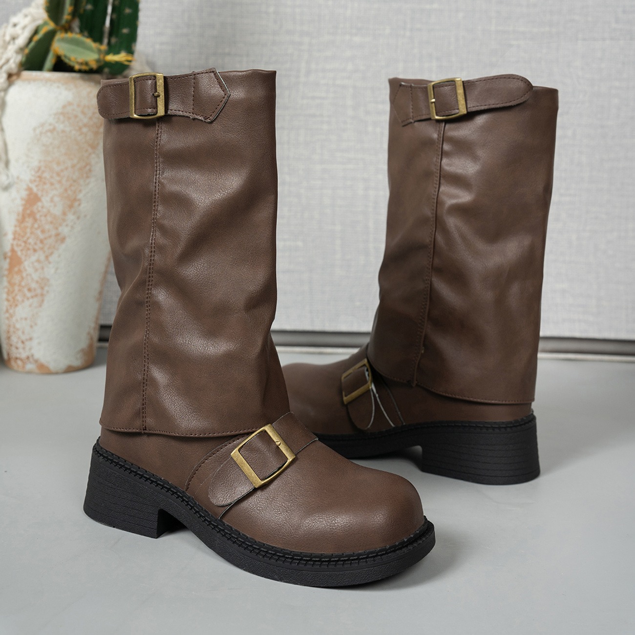Women's Vintage Distressed Mid-Calf Boots