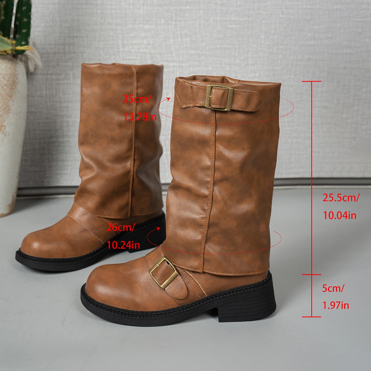 Women's Vintage Distressed Mid-Calf Boots
