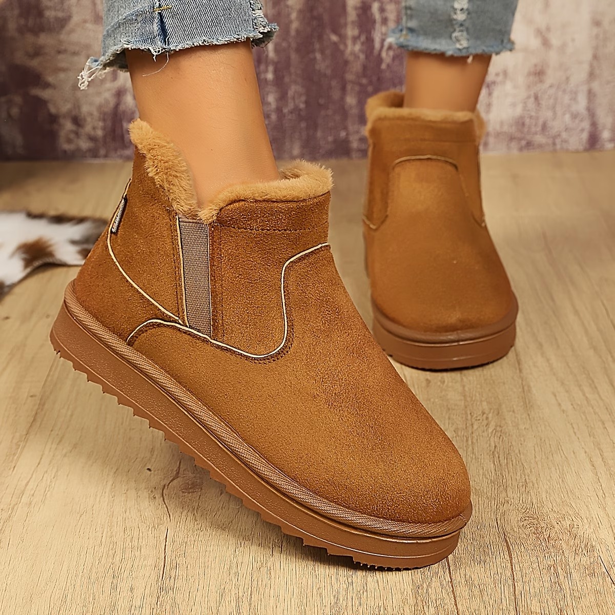 Women's Soft Fuzzy Collar Comfortable Elegant Ankle Boots 