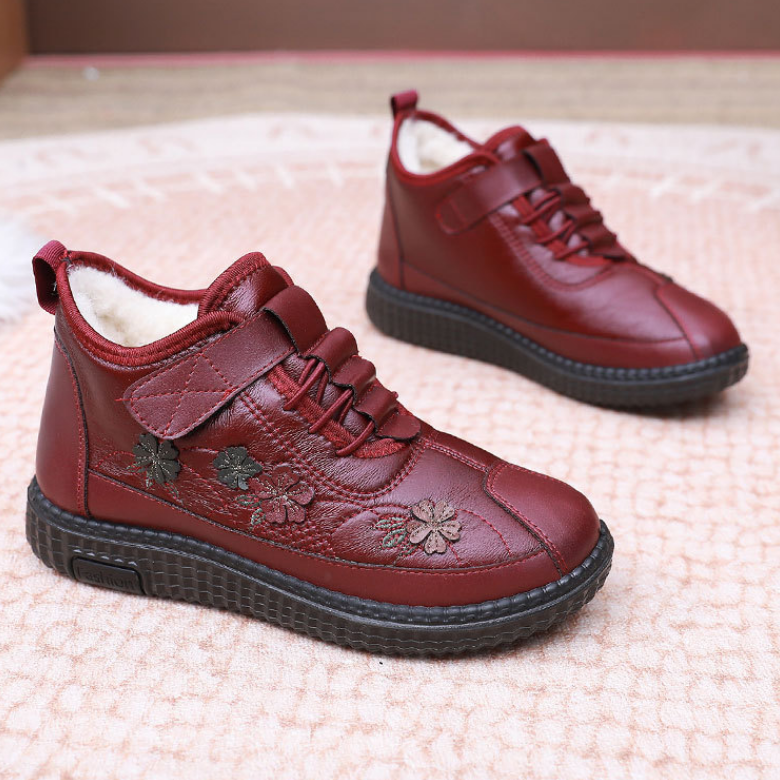 Women's Non-slip Comfortable Fleece-lined Leather Snow Boots