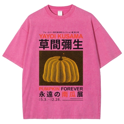 Pumpkin Pattern Washed Vintage Short Sleeves T-Shirt