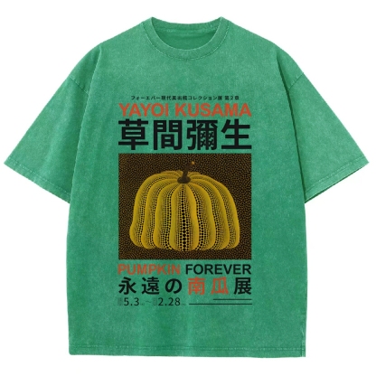 Pumpkin Pattern Washed Vintage Short Sleeves T-Shirt