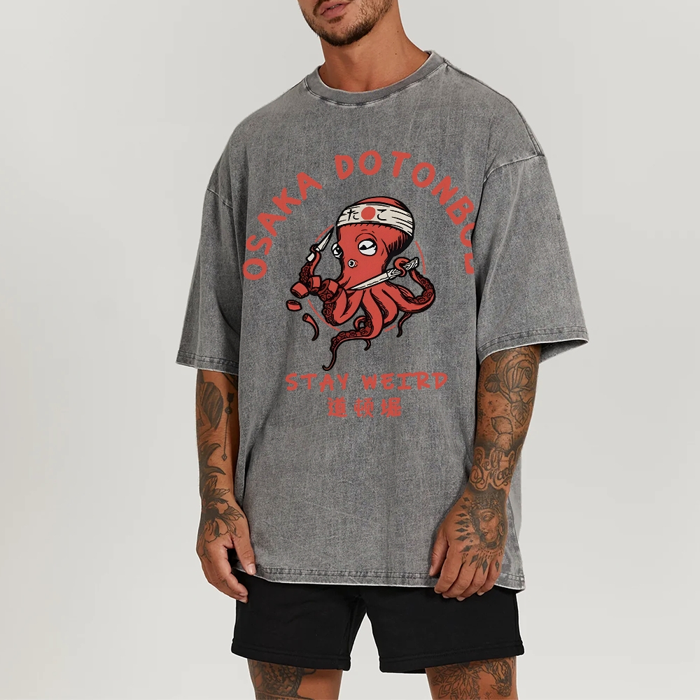 Japanese Octopus Unisex Fit Washed T-Shirt