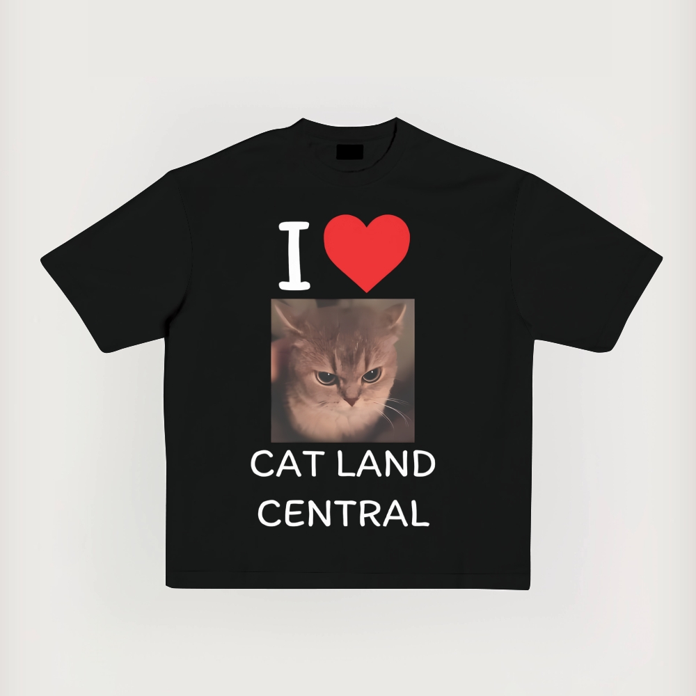 I Cat Land Central Printed Short-Sleeved T-Shirt