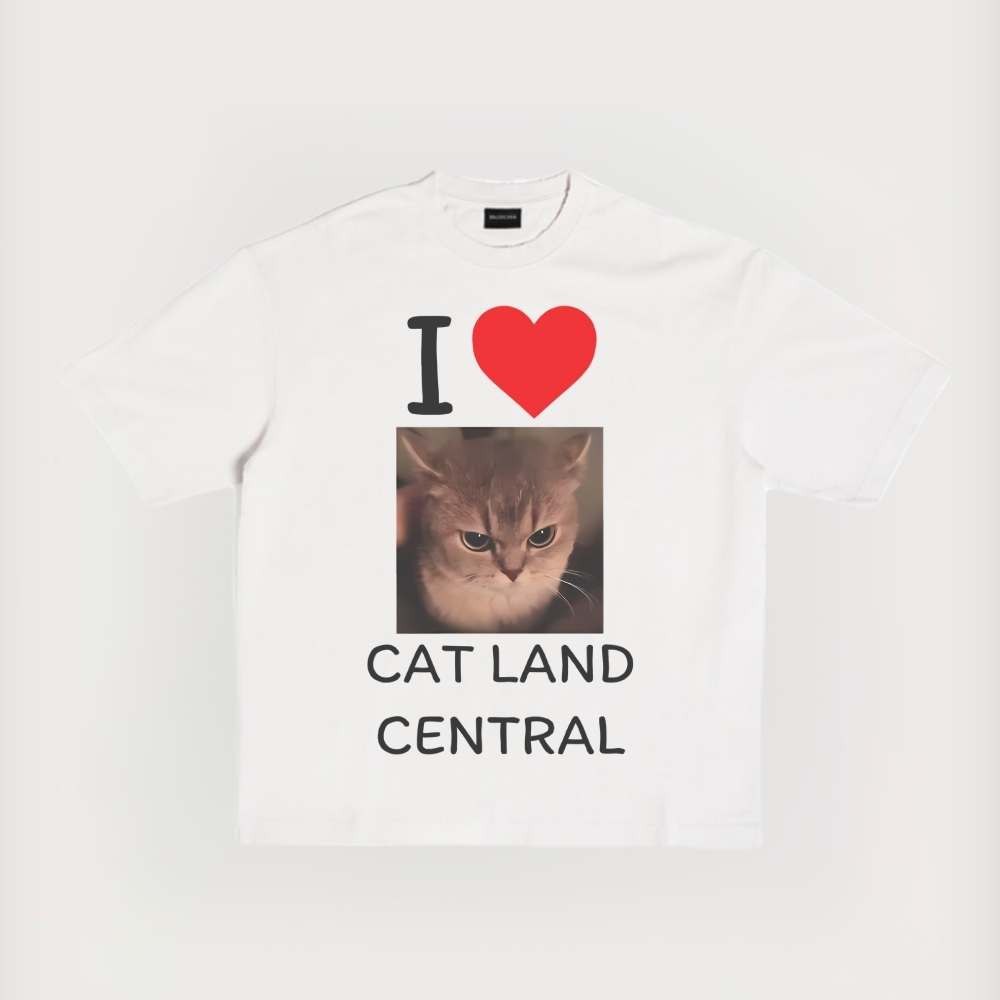 I Cat Land Central Printed Short-Sleeved T-Shirt