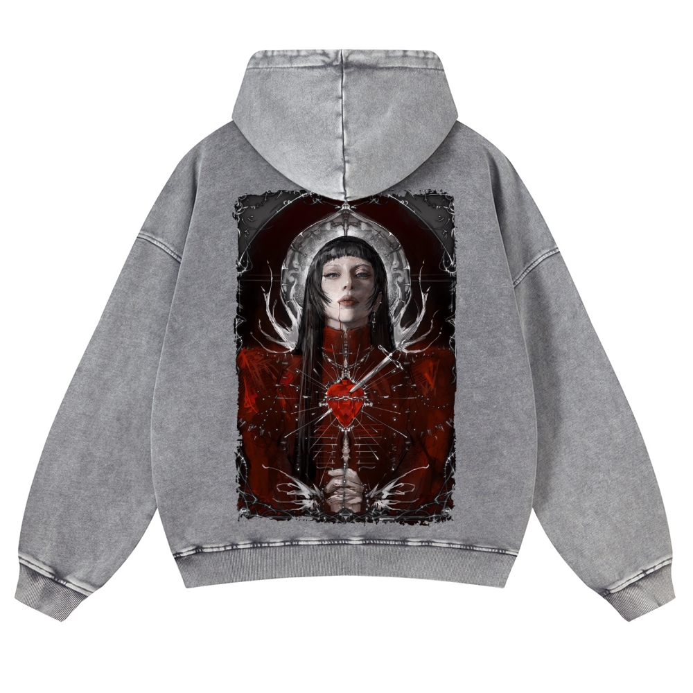 Unisex Fit Vintage Lady Gaga Washed Hoodie