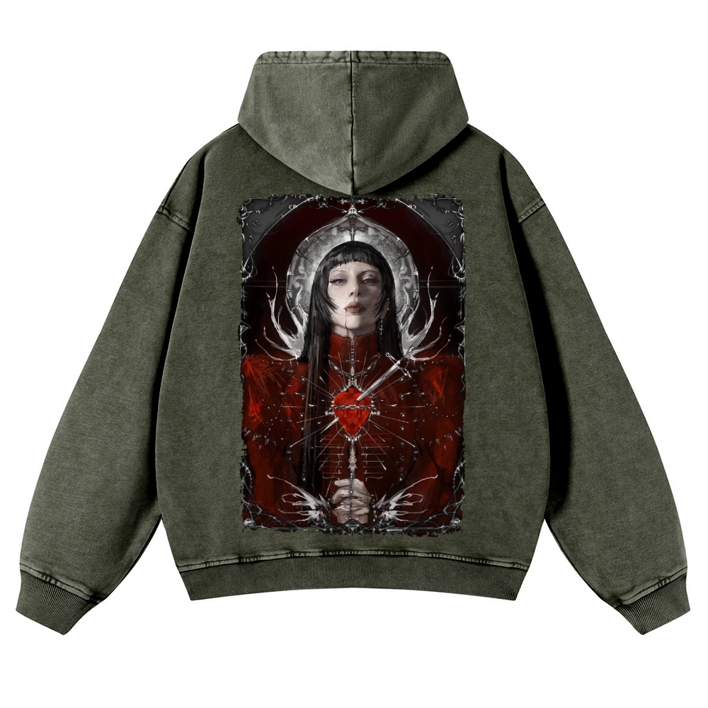 Unisex Fit Vintage Lady Gaga Washed Hoodie