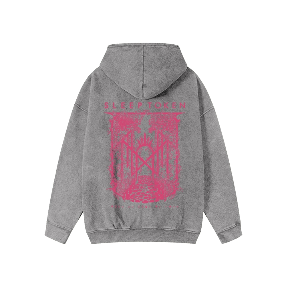 Band Style Washed Cotton Zipper Hooded Hoodie
