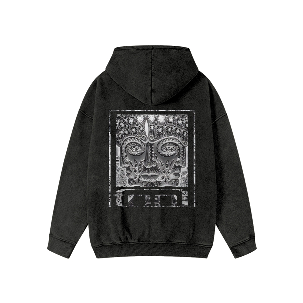 Unisex Tool Washed Cotton Zipper Hooded Hoodie