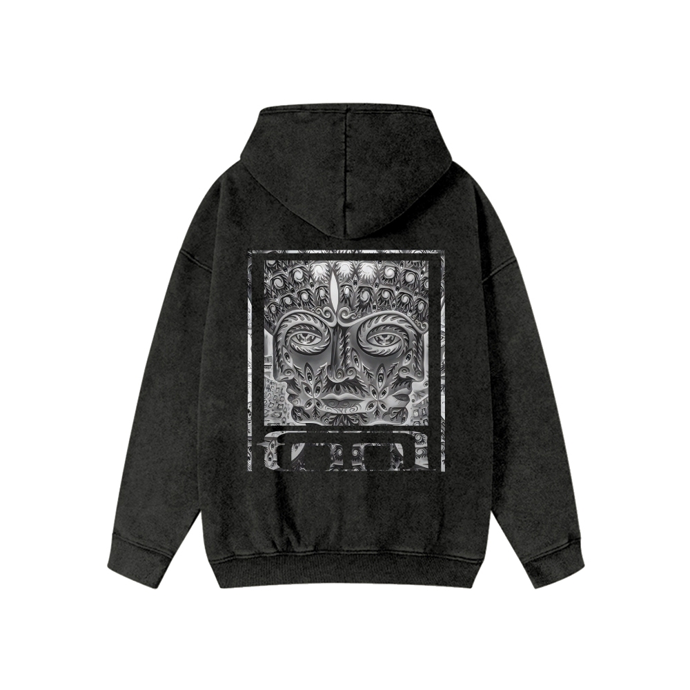 Unisex Tool Washed Cotton Zipper Hooded Hoodie