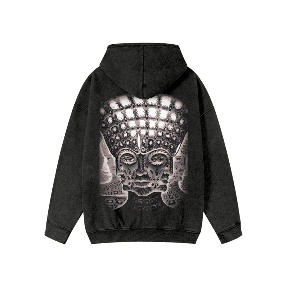 Unisex Tool Washed Cotton Zipper Hooded Hoodie