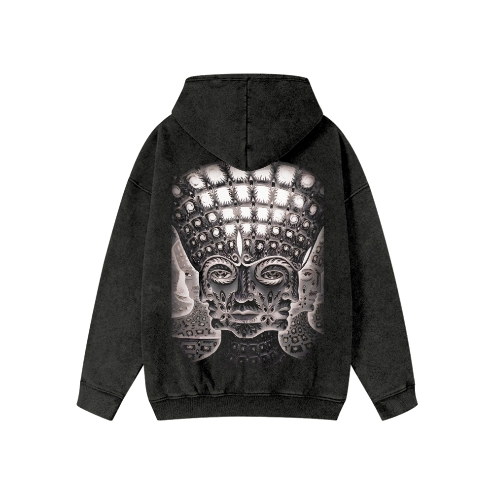 Unisex Tool Washed Cotton Zipper Hooded Hoodie