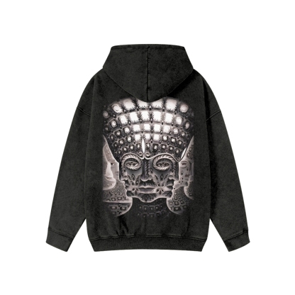 Unisex Tool Washed Cotton Zipper Hooded Hoodie