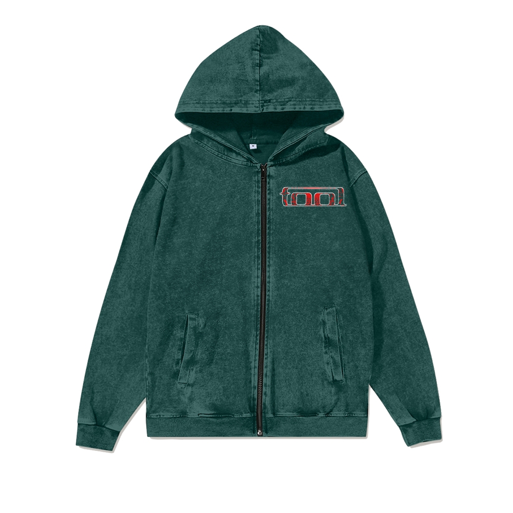 Unisex Tool Washed Cotton Zipper Hooded Hoodie