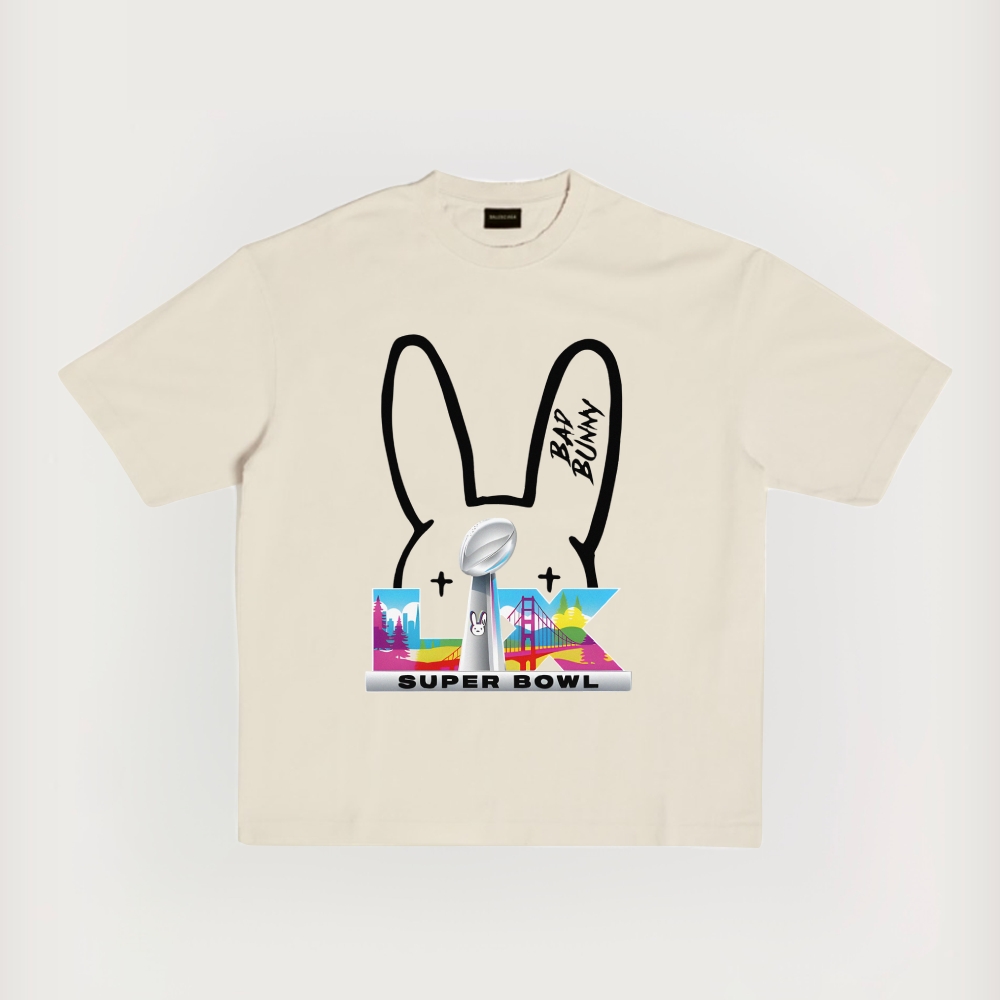 Bad Bunny 2026 Super Bowl LX Printed Short-Sleeved T-Shirt