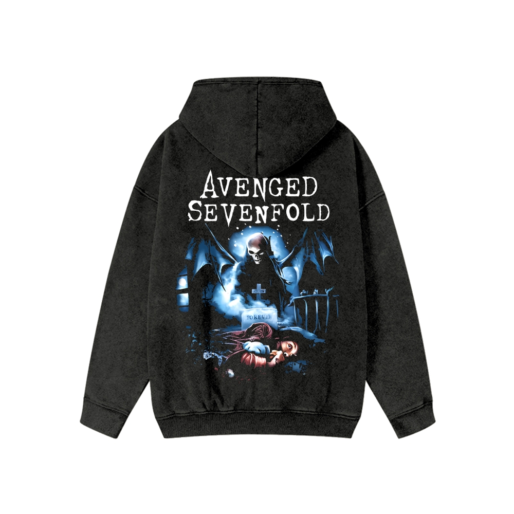 Unisex  Avenged Sevenfold Washed Cotton Zipper Hooded Sweatshirt