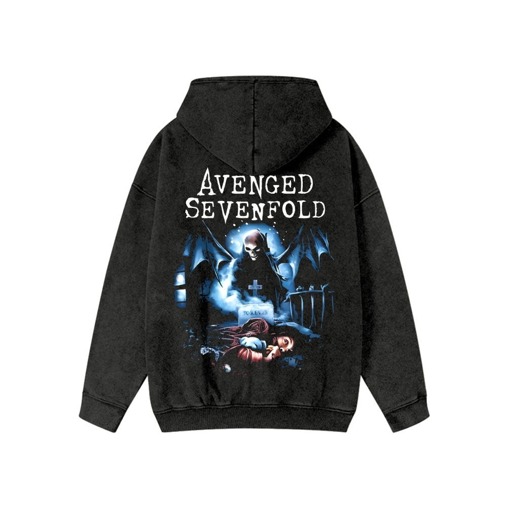 Unisex  Avenged Sevenfold Washed Cotton Zipper Hooded Sweatshirt