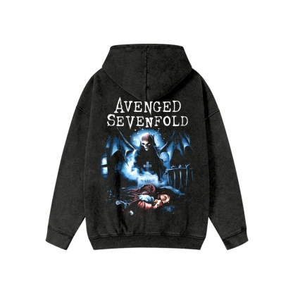 Unisex  Avenged Sevenfold Washed Cotton Zipper Hooded Sweatshirt