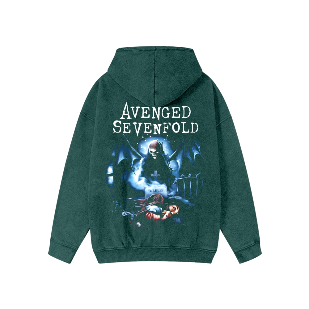 Unisex  Avenged Sevenfold Washed Cotton Zipper Hooded Sweatshirt
