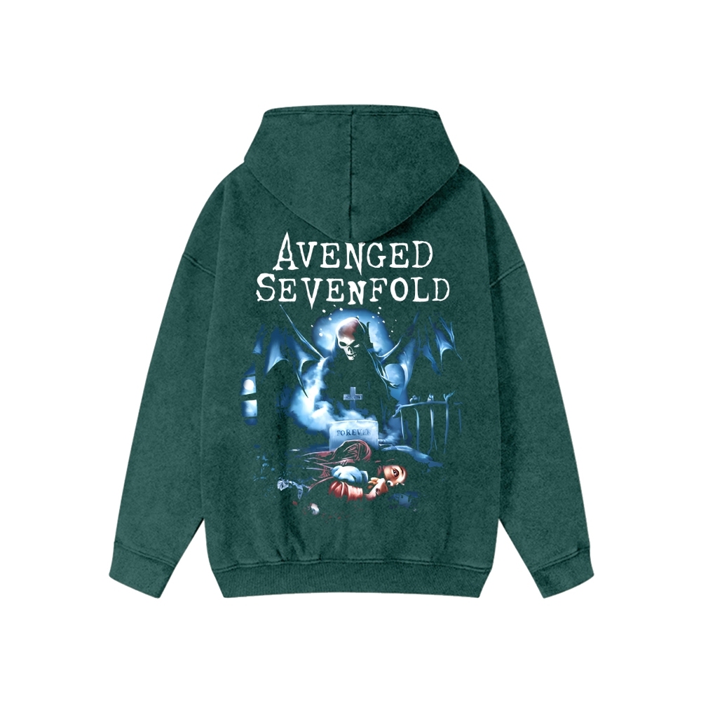 Unisex  Avenged Sevenfold Washed Cotton Zipper Hooded Sweatshirt
