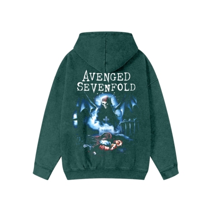 Unisex  Avenged Sevenfold Washed Cotton Zipper Hooded Sweatshirt