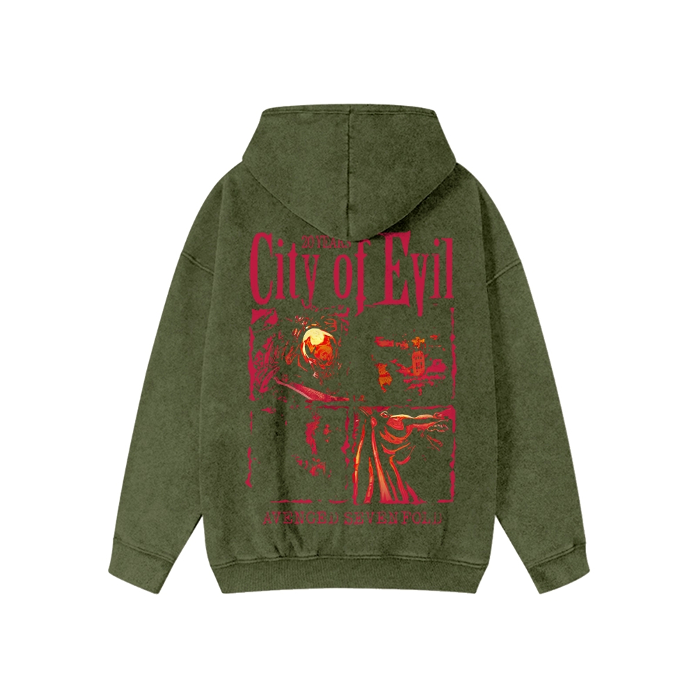 Unisex  Avenged Sevenfold Washed Cotton Zipper Hooded Sweatshirt