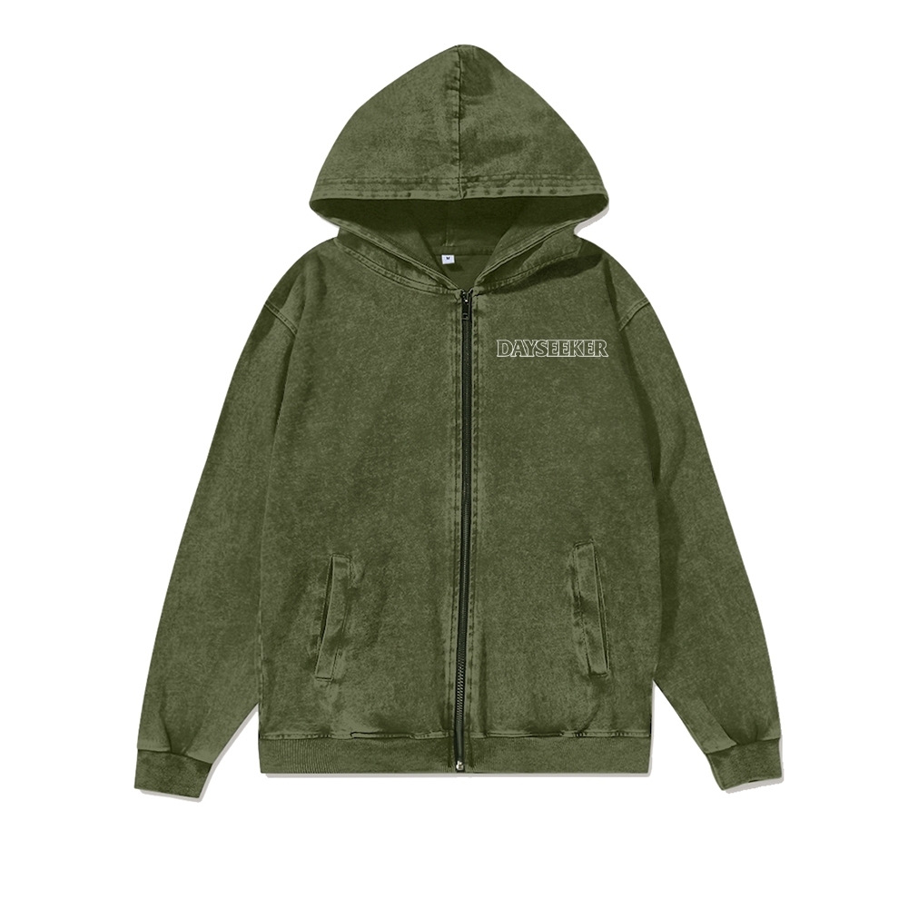 Unisex Dayseeker  Washed Cotton Zipper Hooded Sweatshirt