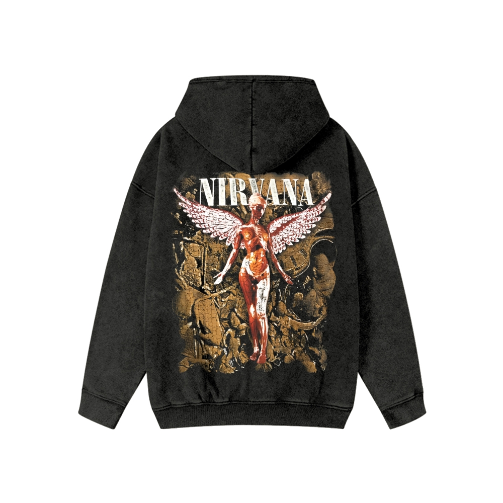 Unisex Nirvana Washed Cotton Zipper Hooded Sweatshirt