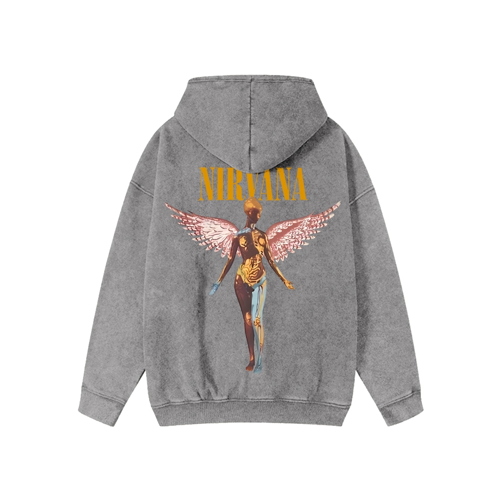Unisex Nirvana Washed Cotton Zipper Hooded Sweatshirt