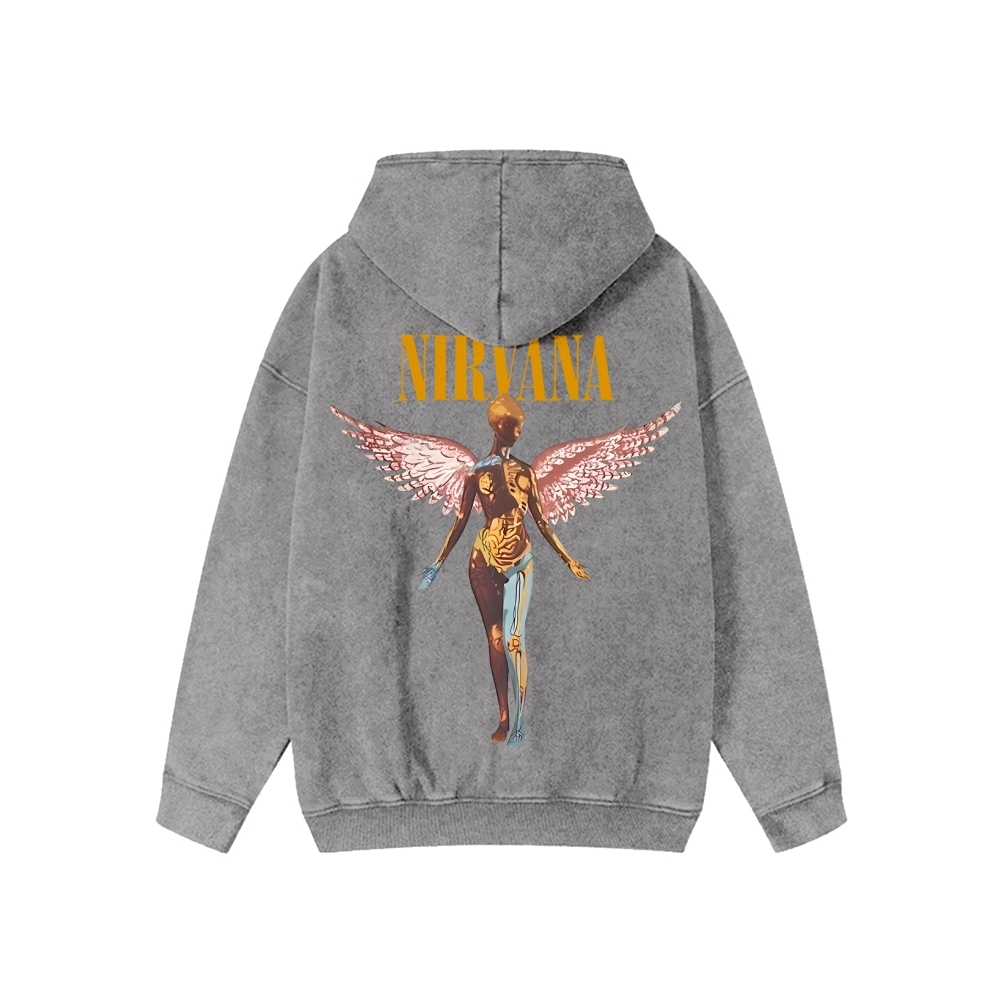 Unisex Nirvana Washed Cotton Zipper Hooded Sweatshirt