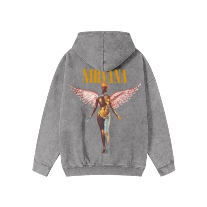 Unisex Nirvana Washed Cotton Zipper Hooded Sweatshirt