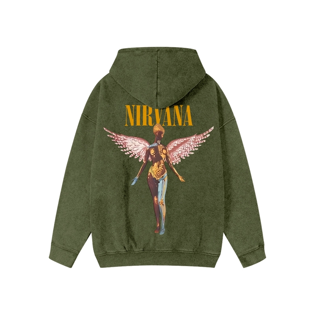 Unisex Nirvana Washed Cotton Zipper Hooded Sweatshirt