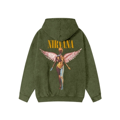 Unisex Nirvana Washed Cotton Zipper Hooded Sweatshirt