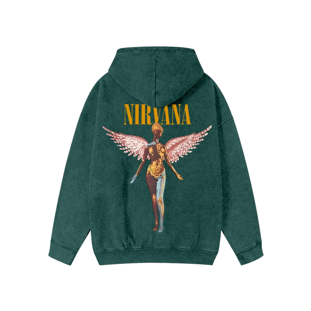 Unisex Nirvana Washed Cotton Zipper Hooded Sweatshirt