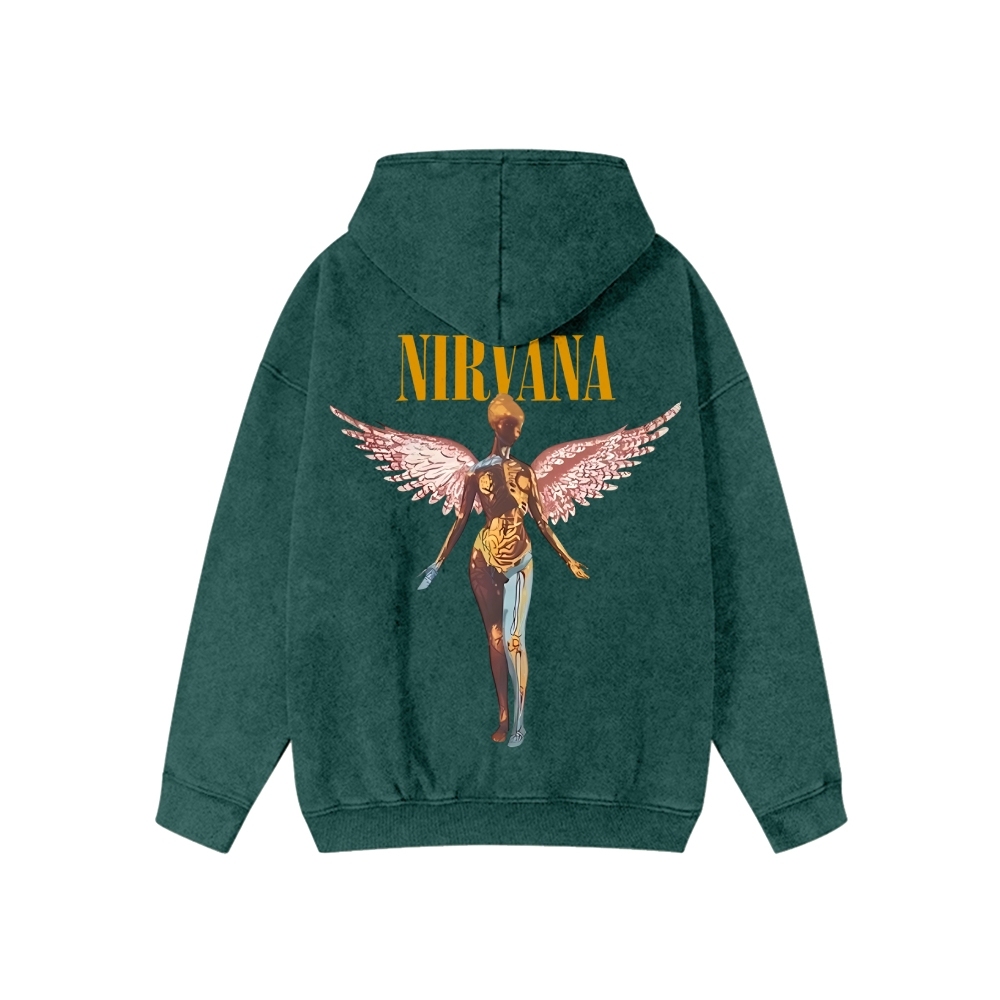 Unisex Nirvana Washed Cotton Zipper Hooded Sweatshirt
