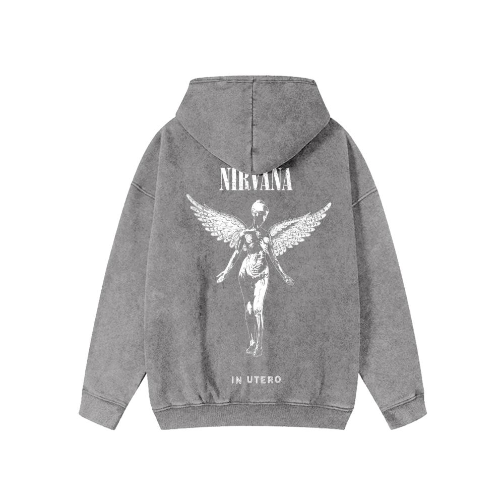 Unisex Nirvana Washed Cotton Zipper Hooded Sweatshirt