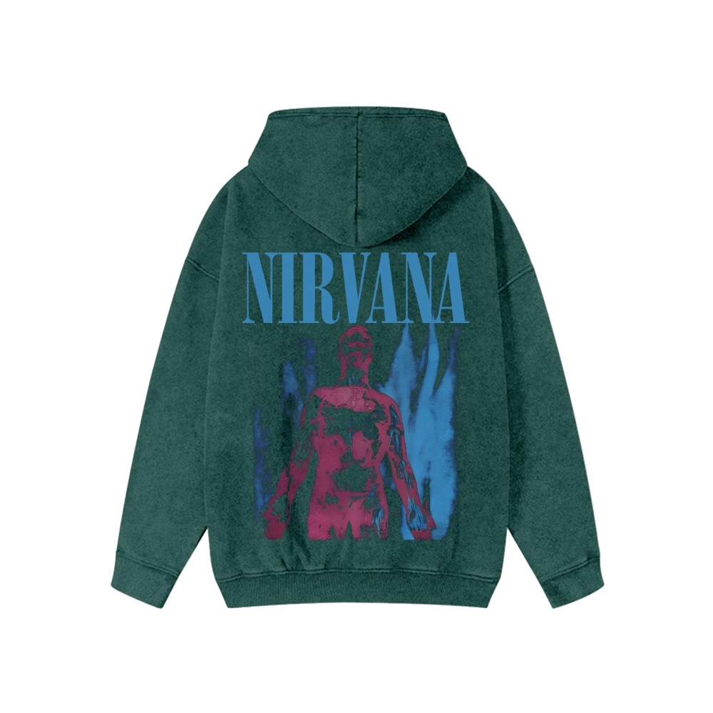 Unisex Nirvana Washed Cotton Zipper Hooded Sweatshirt